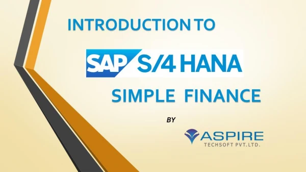 Introduction to SAP S4 HANA Simple Finance - Learn SAP Simple Finance
