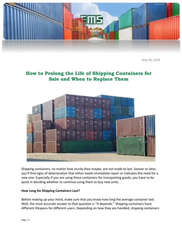 How to Prolong the Life of Shipping Containers for Sale and When to Replace Them