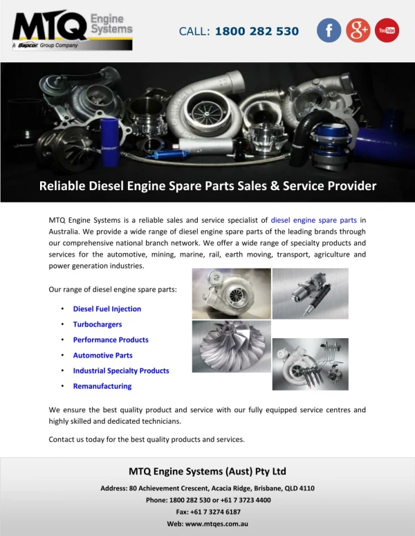Reliable Diesel Engine Spare Parts Sales & Service Provider