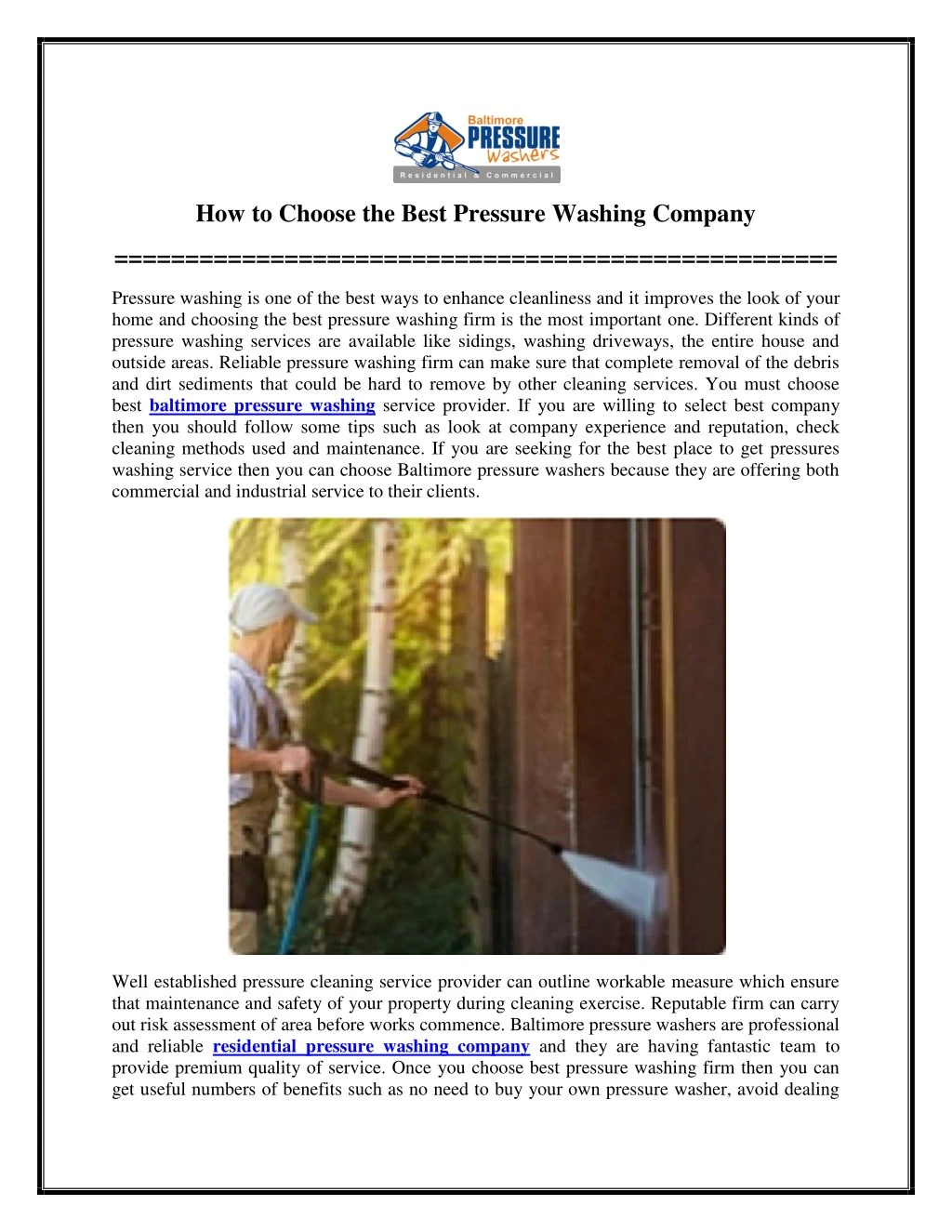 how to choose the best pressure washing company