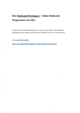 Hire Dedicated Developers - slide 1
