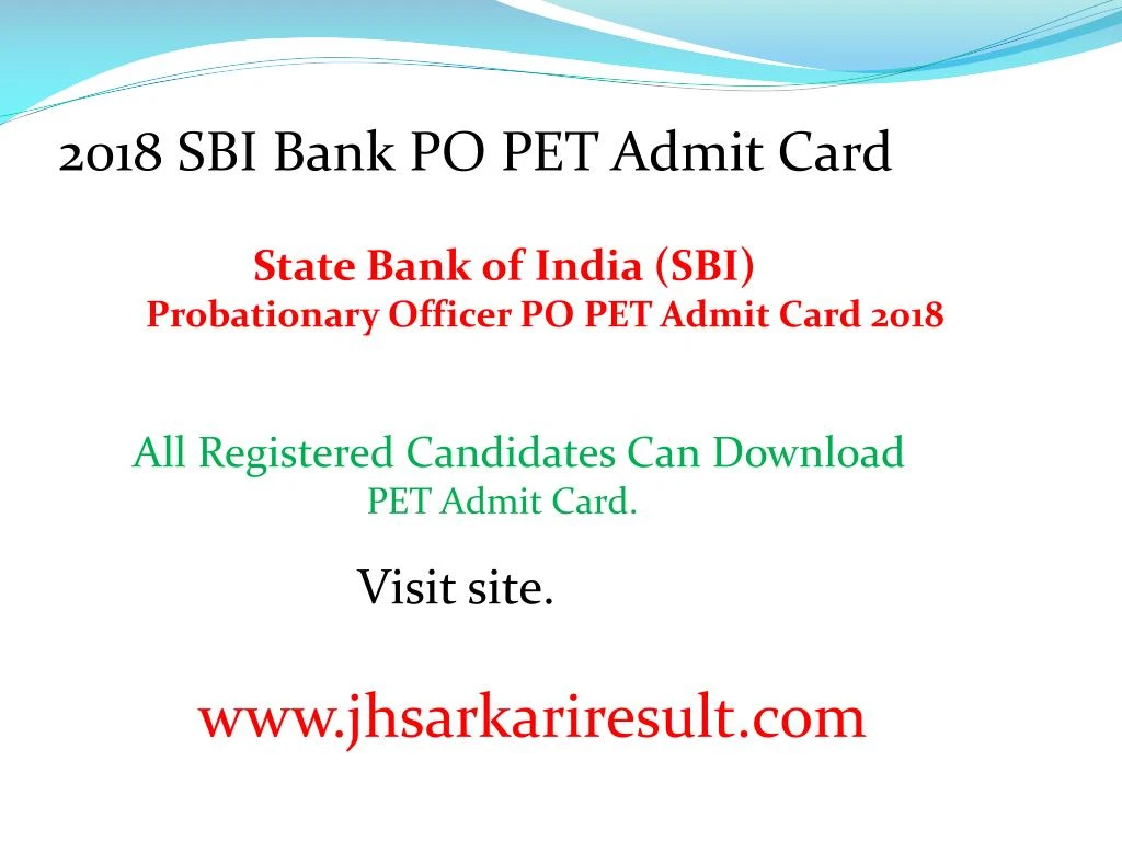 2018 sbi bank po pet admit card