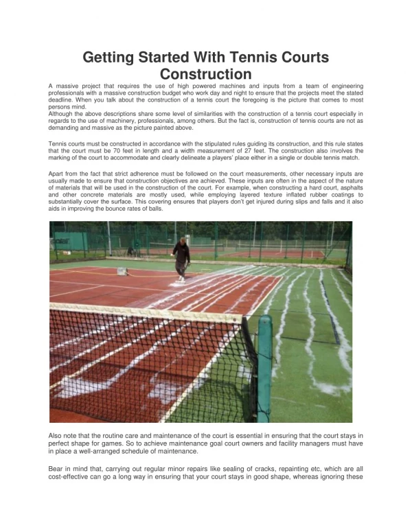 Getting Started With Tennis Courts Construction