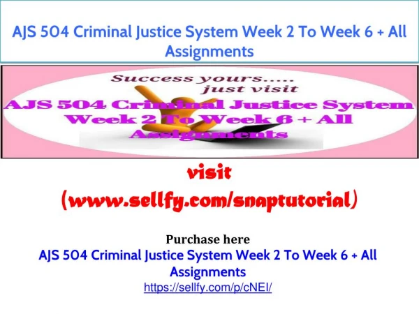 AJS 504 Criminal Justice System Week 2 To Week 6 All Assignments