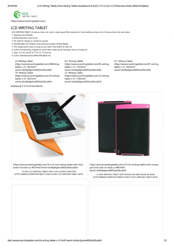 LCD Writing Tablet,China Writing Tablet manufacturer8.5,9,9.7,10,12 inch,13,15Red,blue,Green,White,Pink,Black