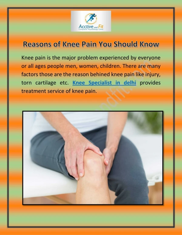 Reasons Of Knee Pain You Should Know