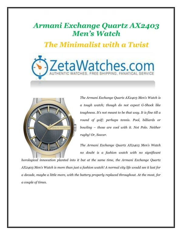 Armani Exchange Quartz AX2403 Men’s Watch