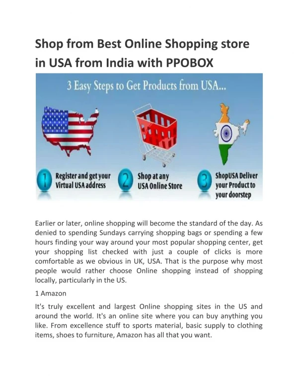 Shop from Best Online Shopping store in USA from India with PPOBOX