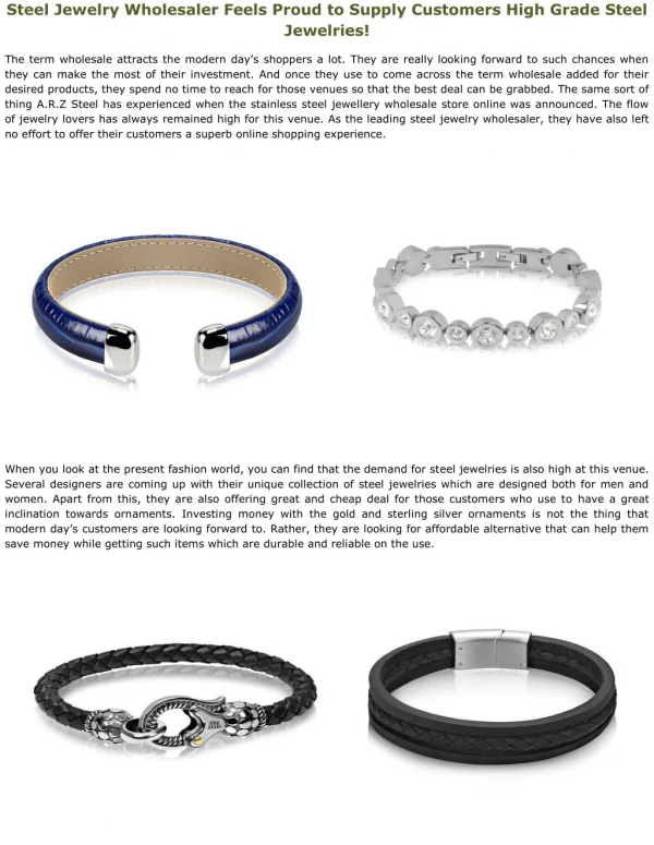 Steel Jewelry Wholesaler Feels Proud to Supply Customers High Grade Steel Jewelries!