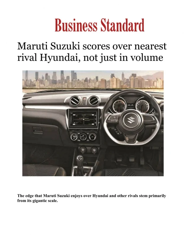 Maruti Suzuki scores over nearest rival Hyundai, not just in volume