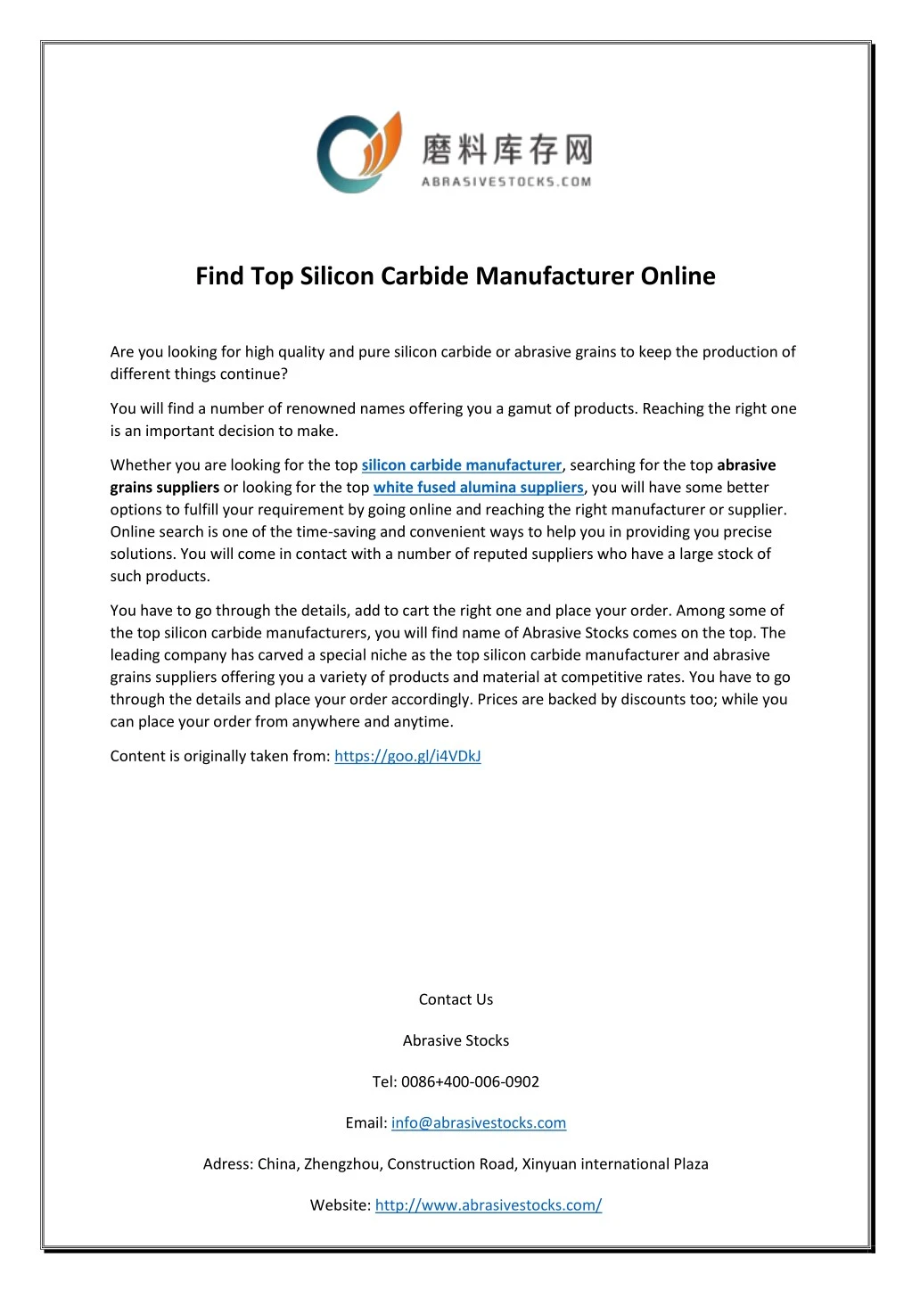 find top silicon carbide manufacturer online