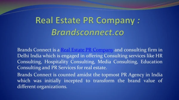 Real estate pr company - Brandsconnect.co