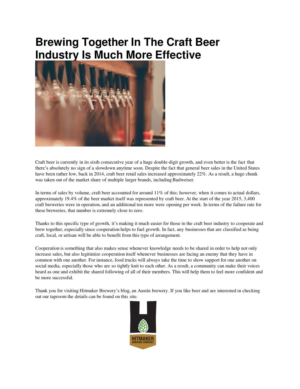 brewing together in the craft beer industry is much more effective