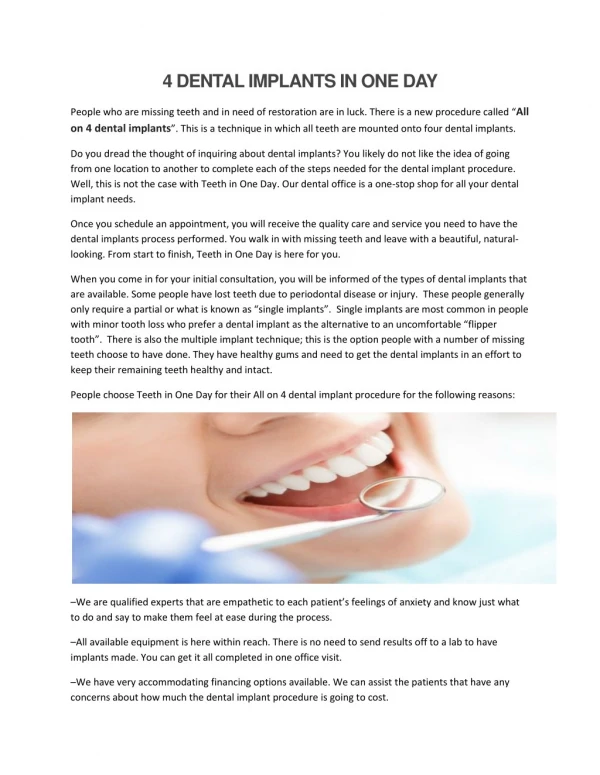 4 dental implants in one day