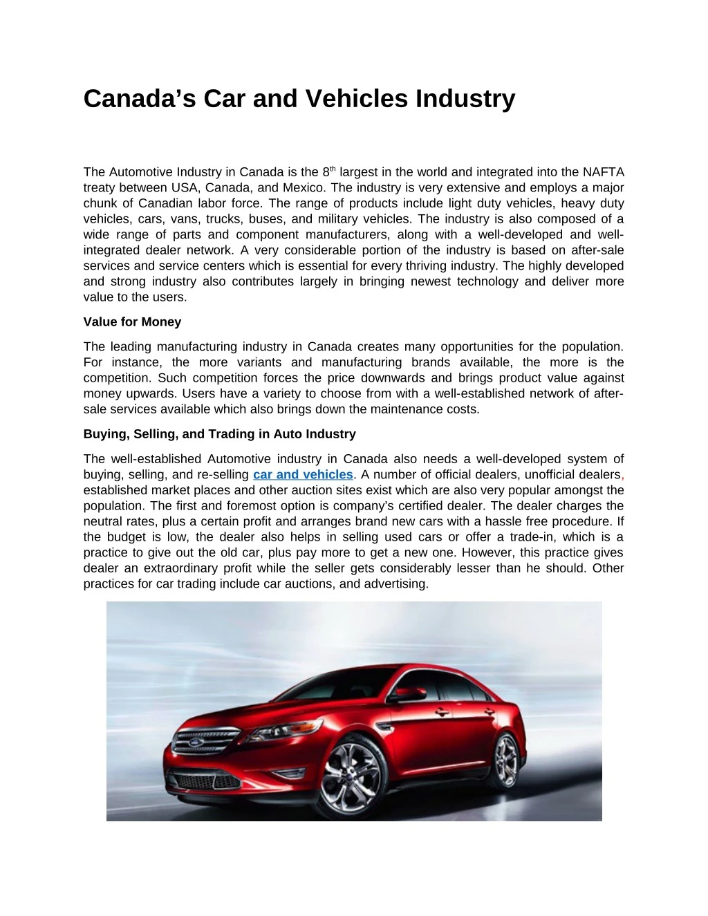 canada s car and vehicles industry