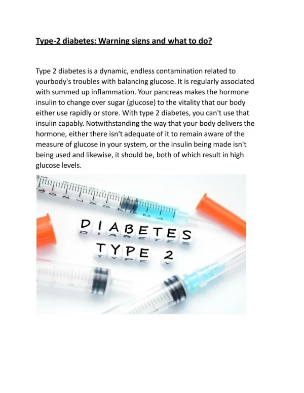 Type-2 diabetes: Warning signs and what to do?