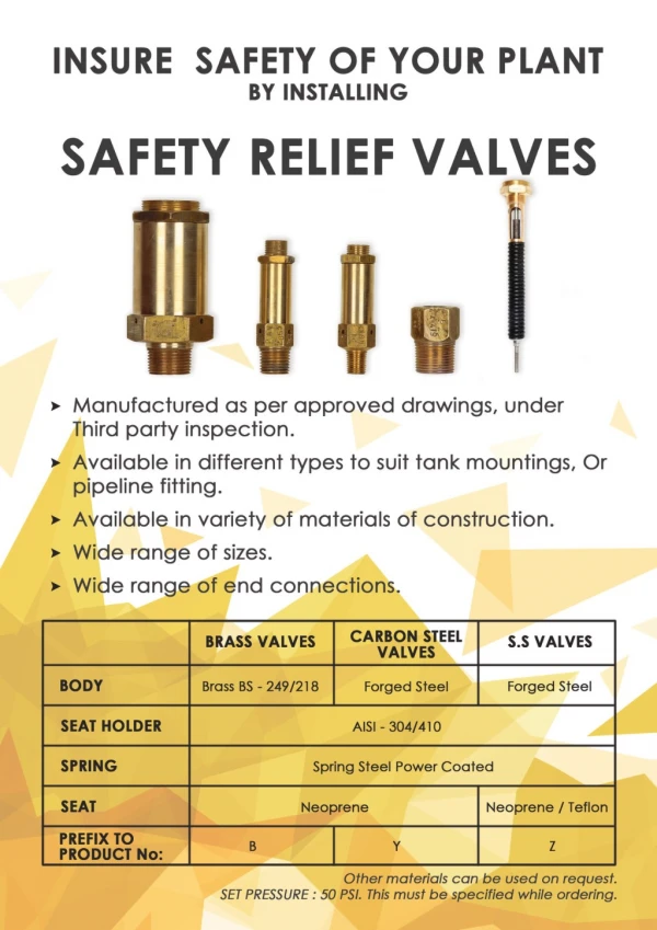 Pressure and Safety Relief Valves