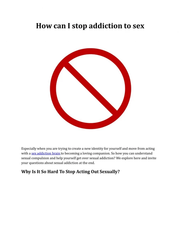 How can I stop addiction to sex