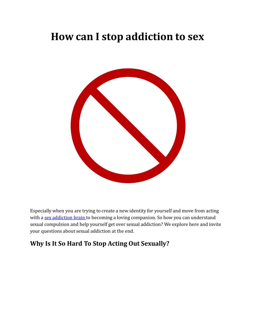 how can i stop addiction to sex