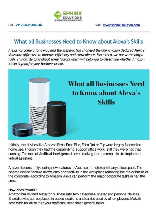 What all Businesses Need to Know about Alexa’s Skills