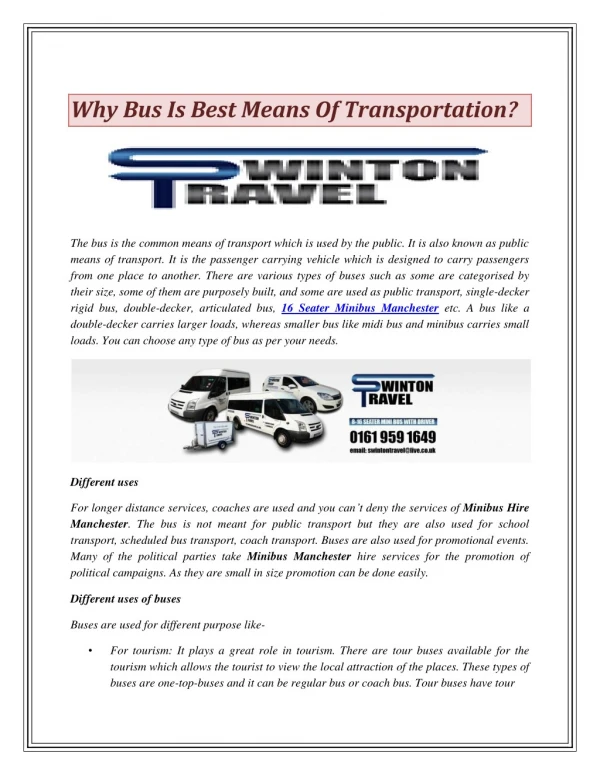 Why Bus Is Best Means Of Transportation