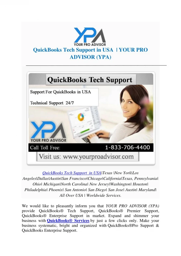 QuickBooks Tech Support in USA | YOUR PRO ADVISOR (YPA)