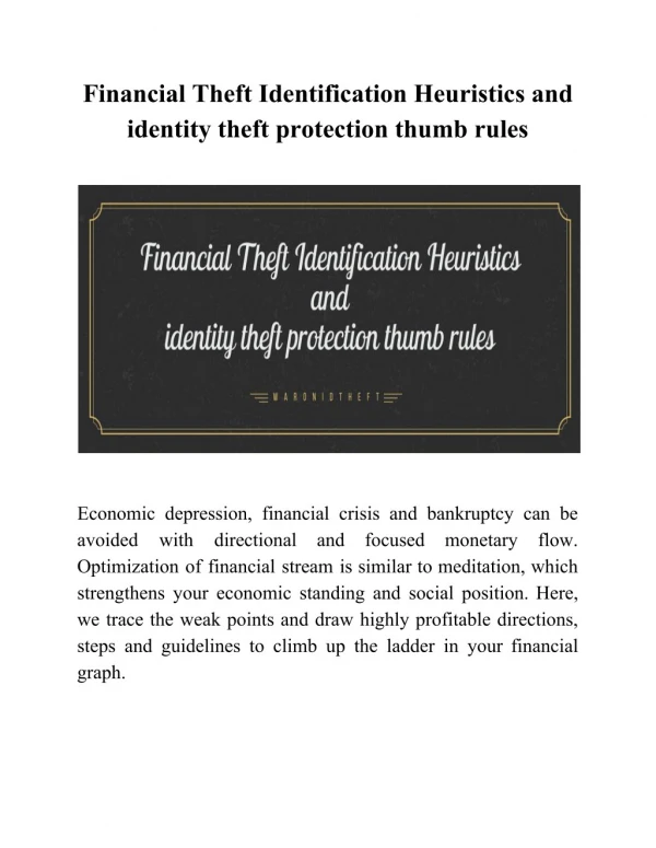 Financial Theft Identification Heuristics