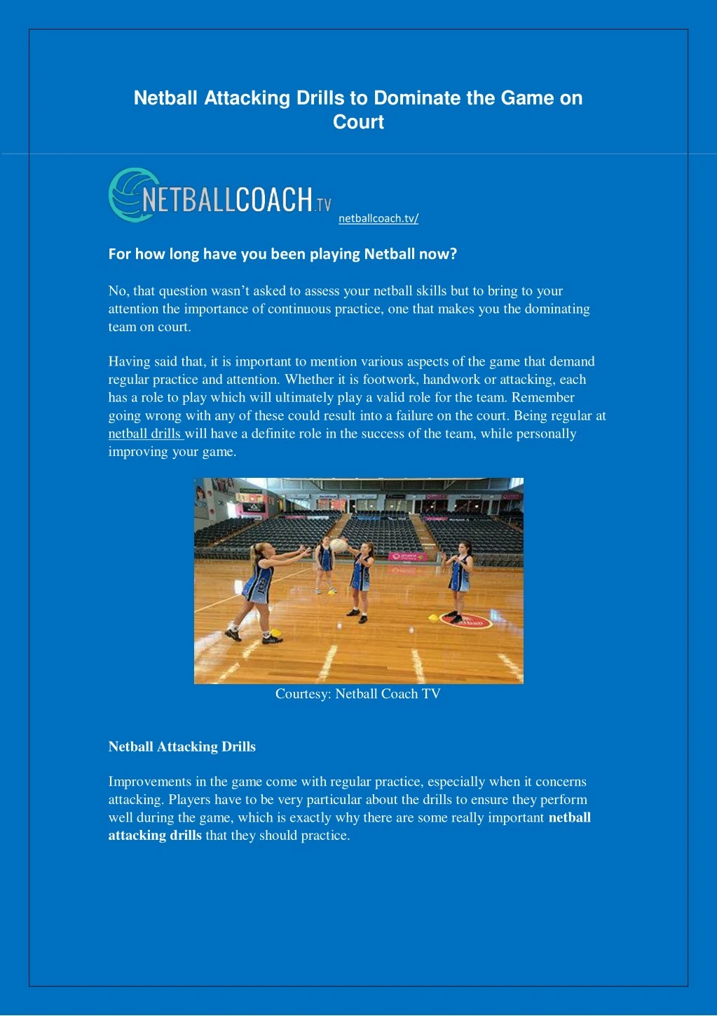 netball attacking drills to dominate the game