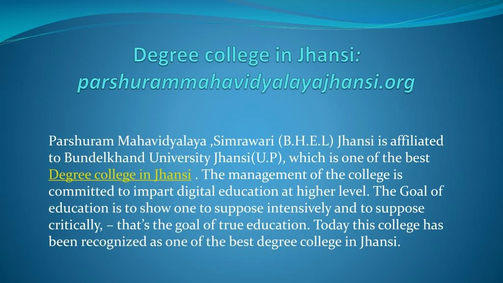 degree college in jhansi parshurammahavidyalayajhansi org