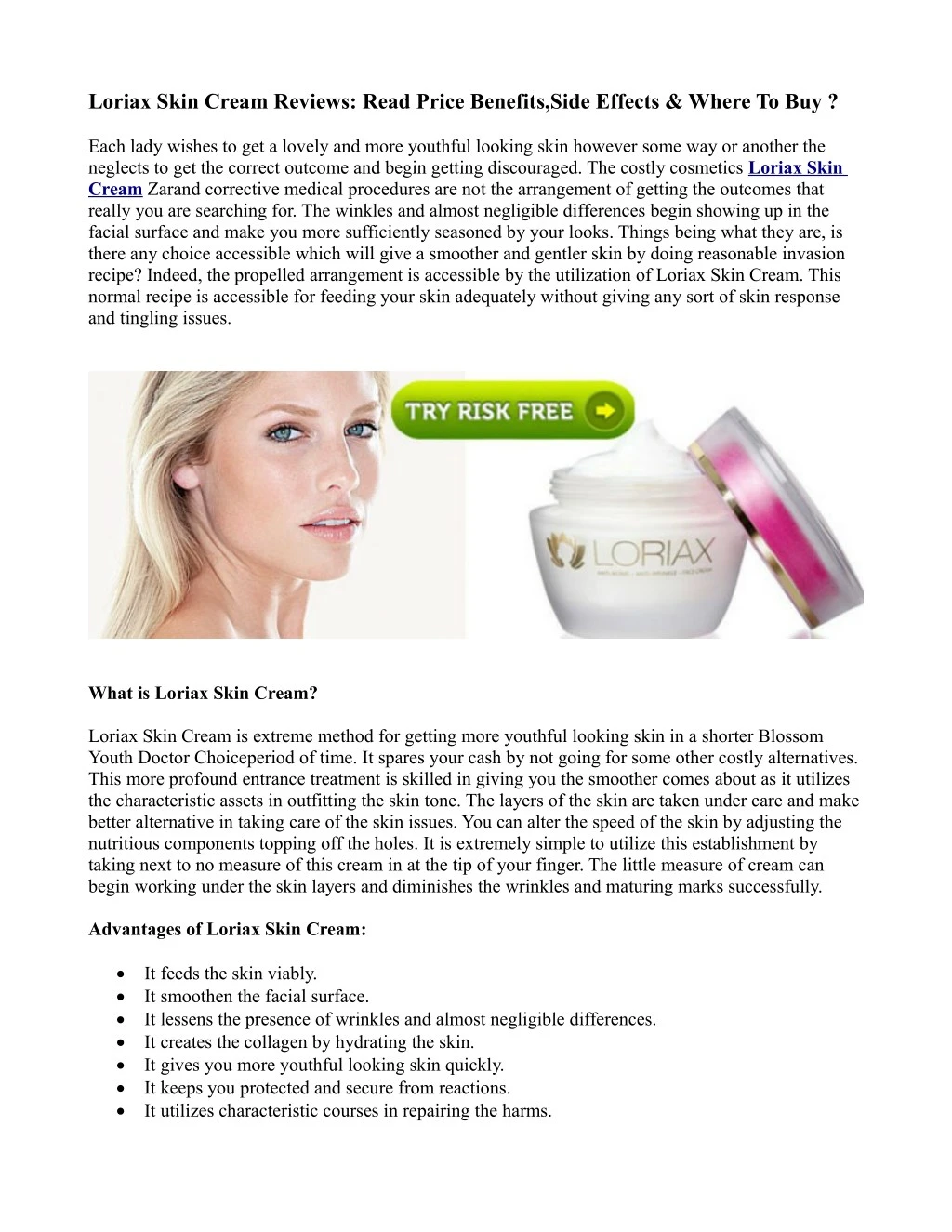 loriax skin cream reviews read price benefits