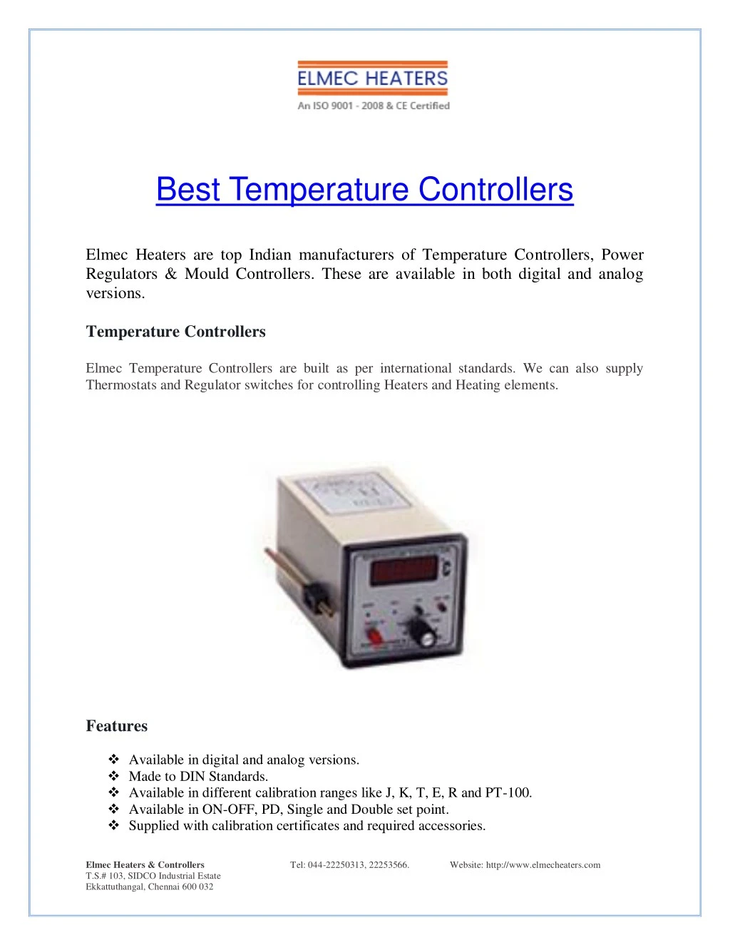 best temperature controllers elmec heaters