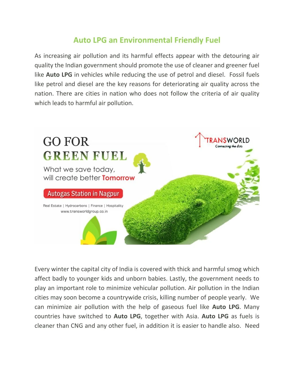 auto lpg an environmental friendly fuel