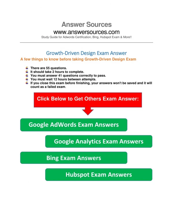 Growth-Driven Design Certification exam answer
