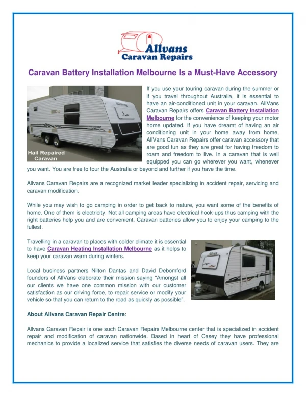 Caravan Battery Installation Melbourne