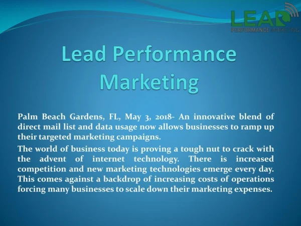 Lead Performance Marketing