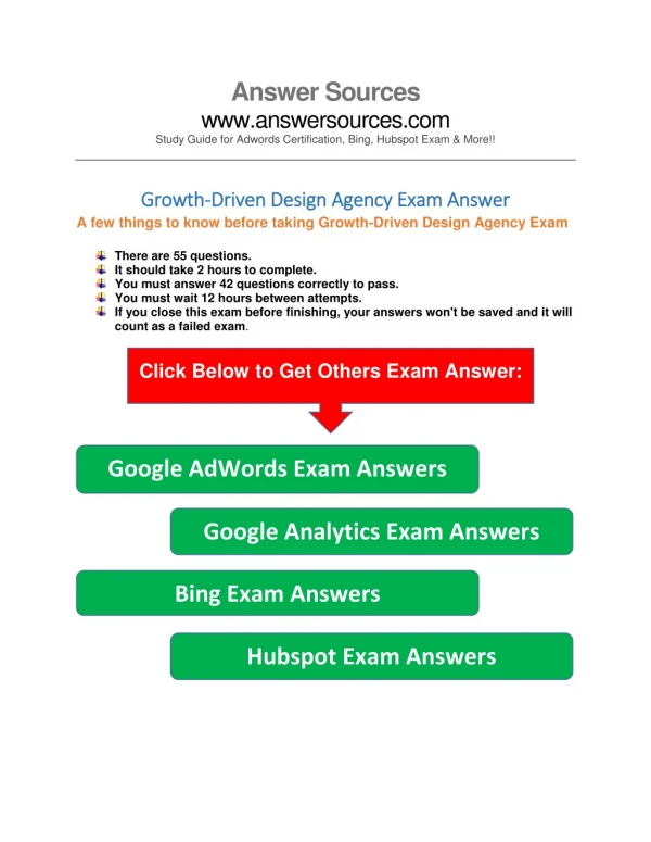 Growth-Driven Design Agency Certification exam answer