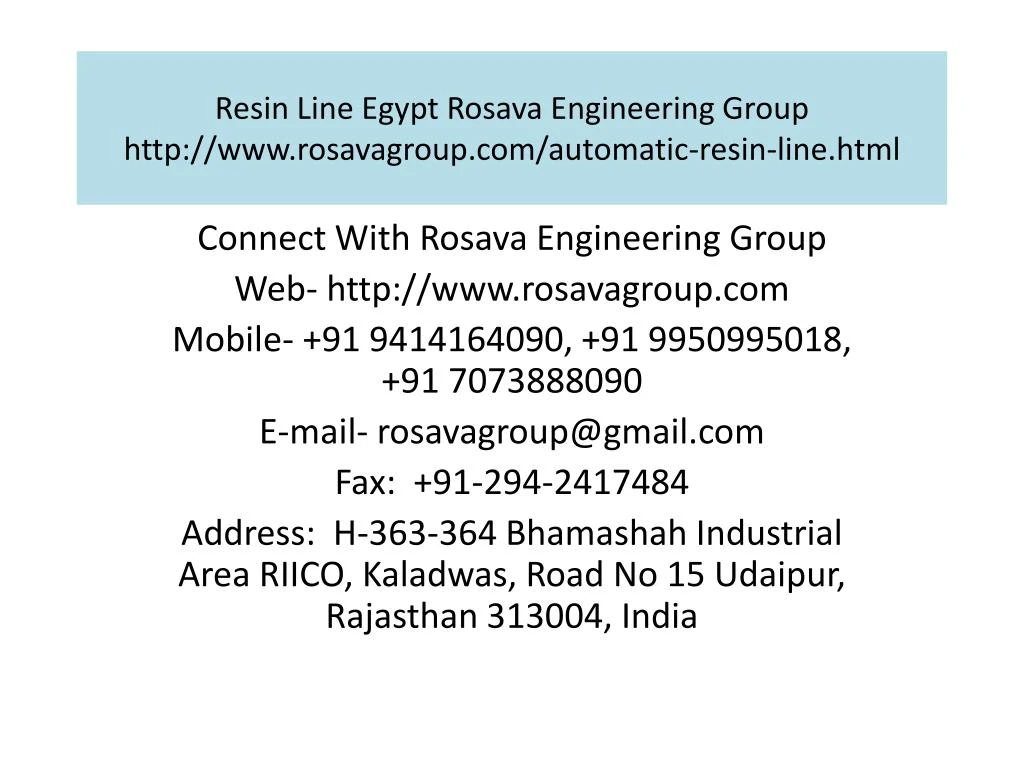 resin line egypt rosava engineering group http www rosavagroup com automatic resin line html