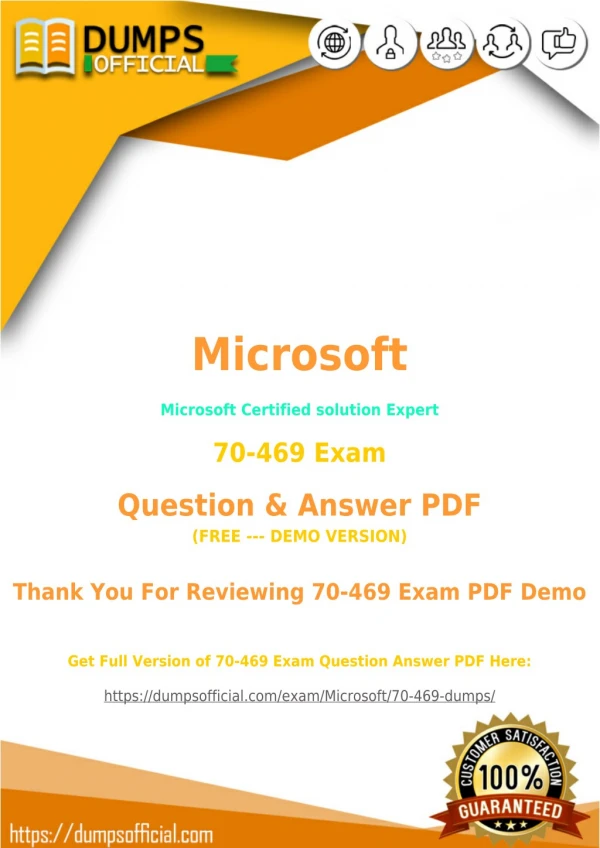 Prepare 70-469 Exam with Actual 70-469 Dumps [PDF]