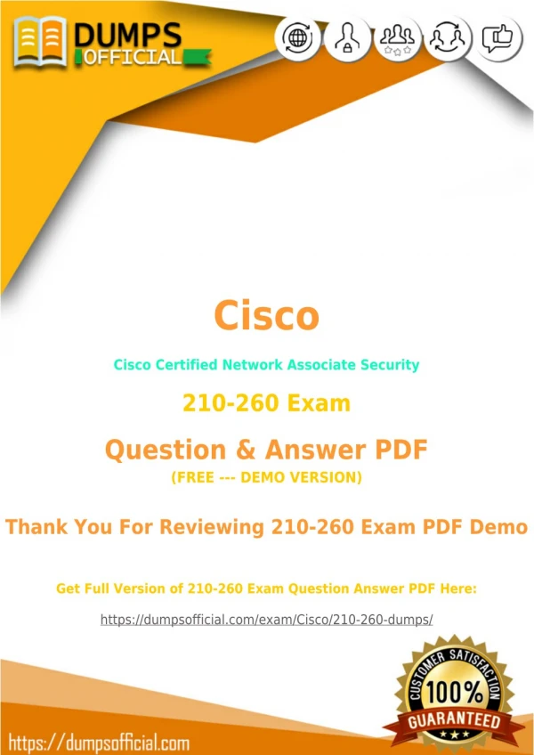 210-260 Exam Questions - Prepare Cisco Certified Network Associate Security Exam CCNA Security