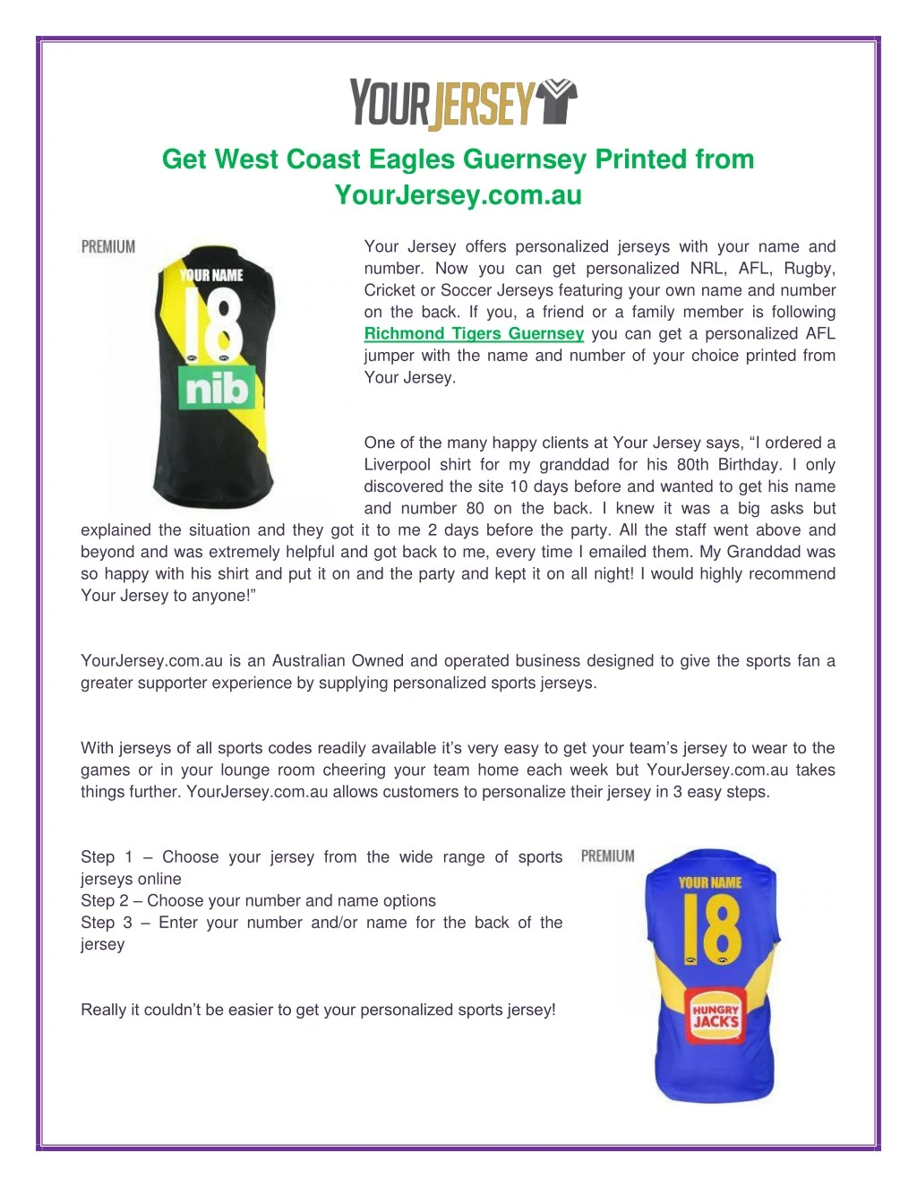get west coast eagles guernsey printed from