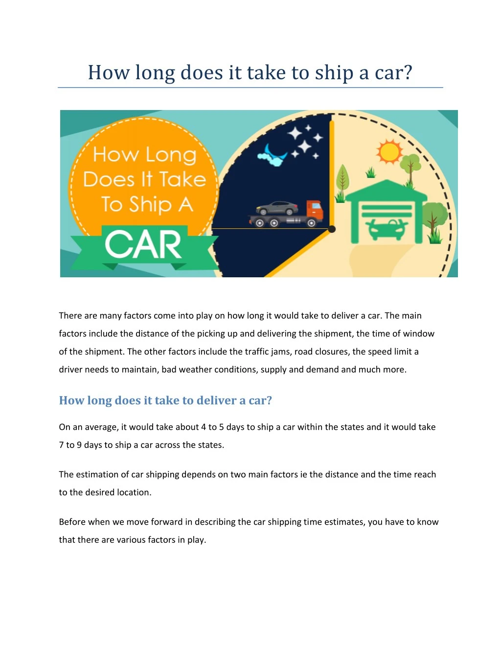 how long does it take to ship a car