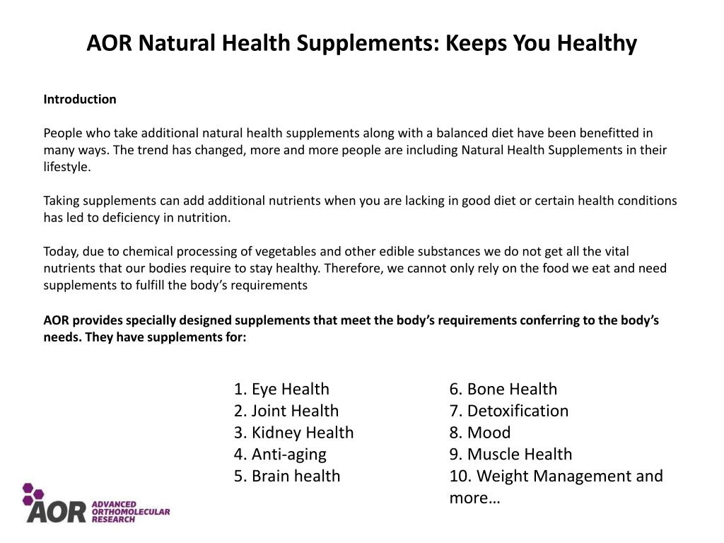 aor natural health supplements keeps you healthy