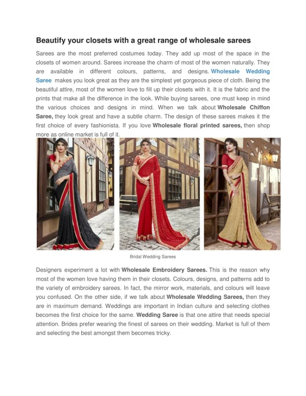 Buy Wholesale Wedding Saree , Bridal Wedding Sarees -Lilots Fashions