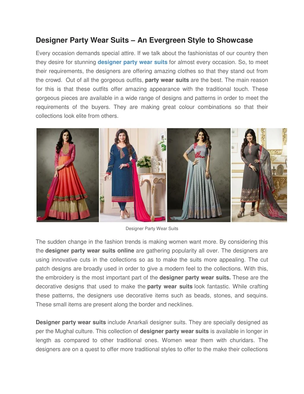 designer party wear suits an evergreen style