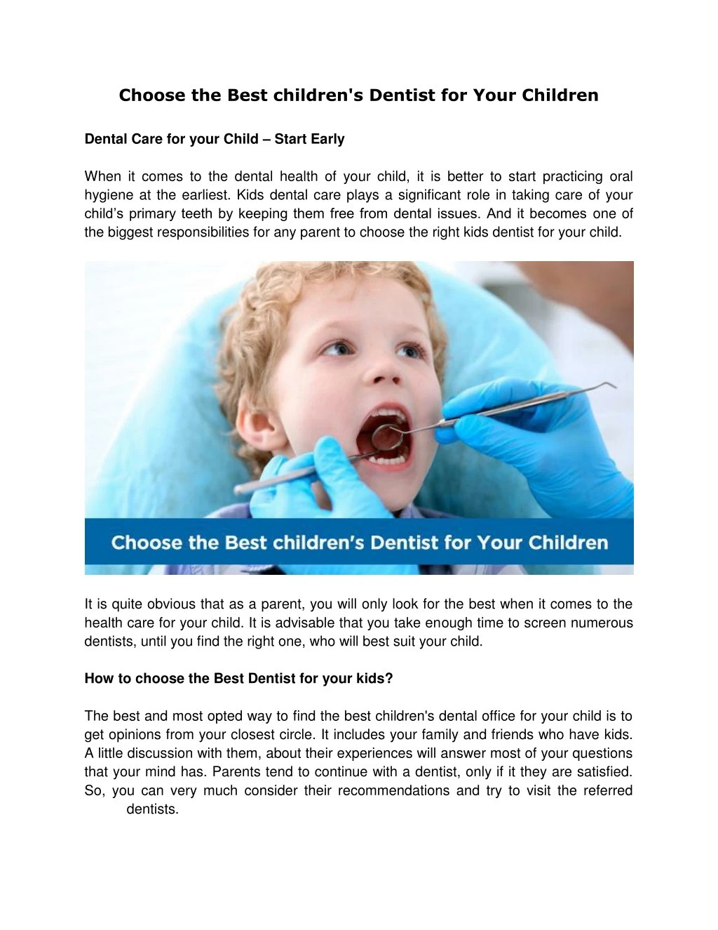choose the best children s dentist for your