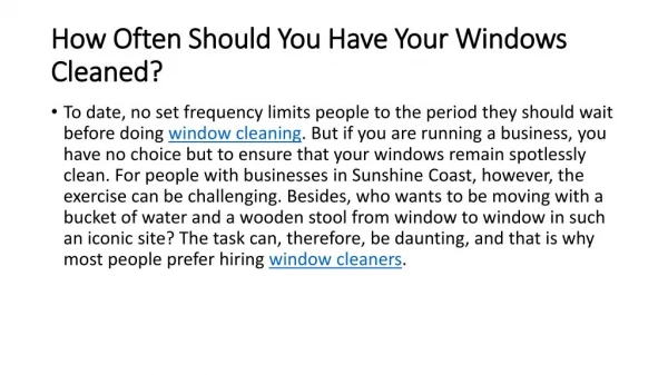 How Often Should You do Window Cleaning in Sunshine Coast