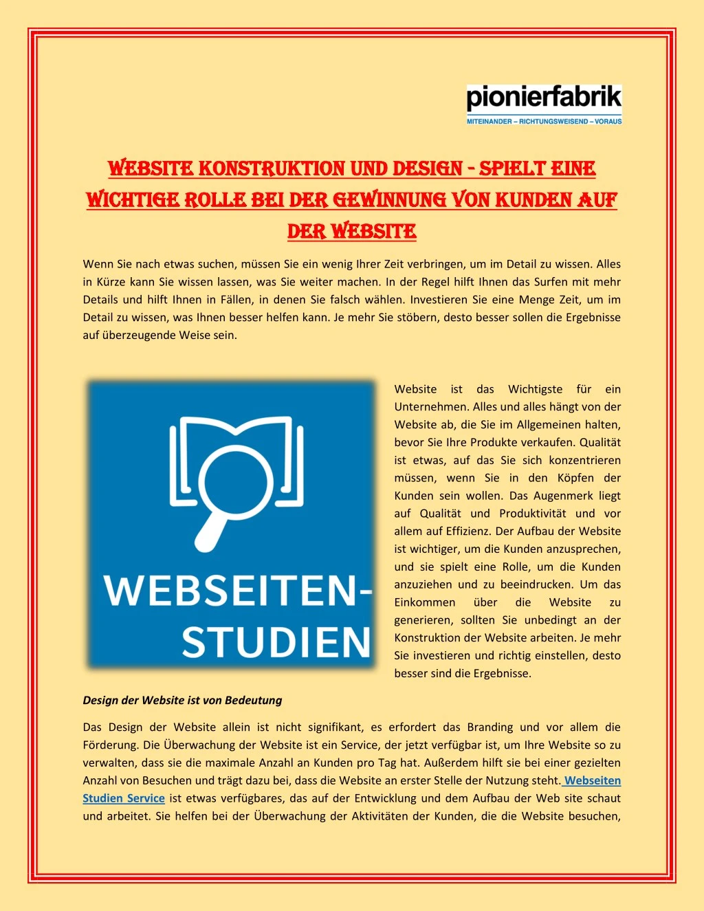 website konstruktion und design website