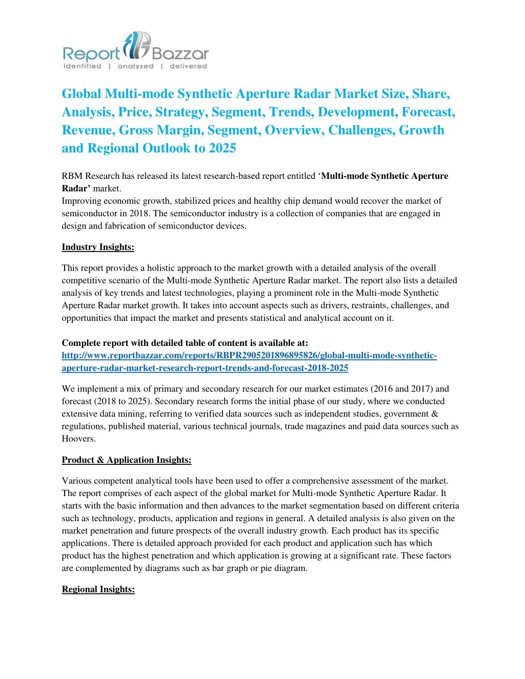 global multi mode synthetic aperture radar market
