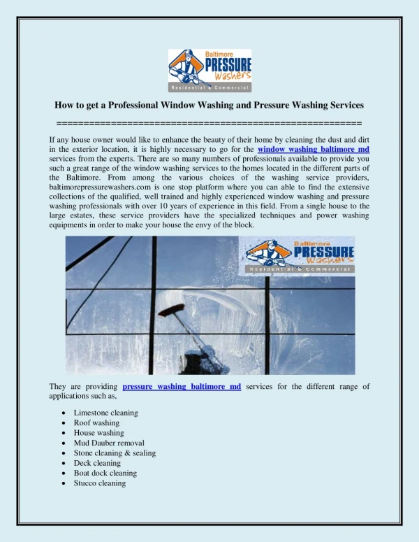 How to get a Professional Window Washing and Pressure Washing Services