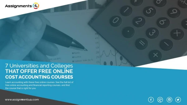 7 Universities and Colleges That Offer Free Online Cost Accounting Courses